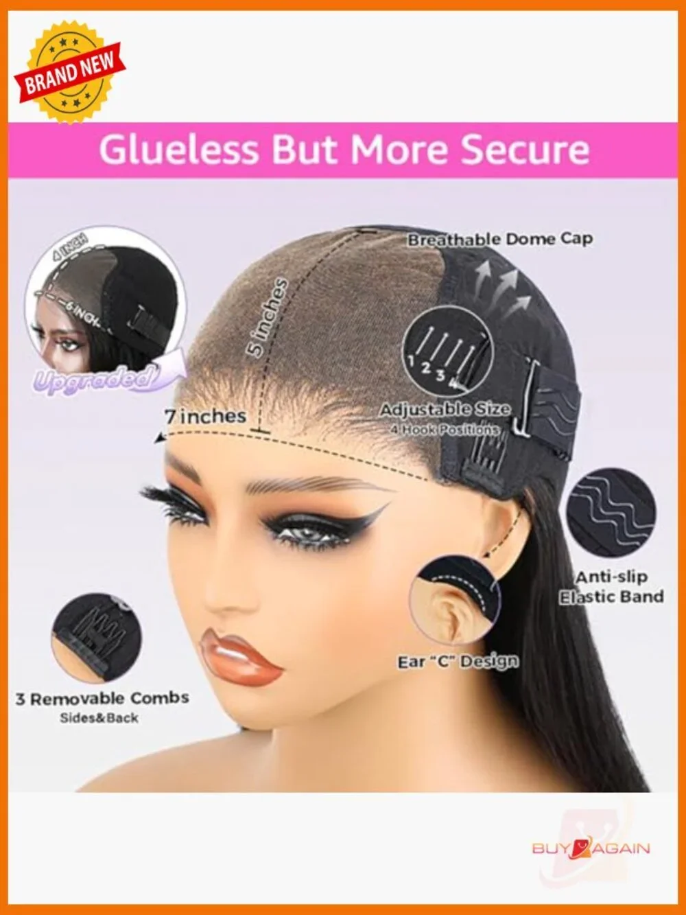 Glueless Wig Kinky Curly Lace Front Human Hair 7x5 HD Lace Pre Cut 20 Inch